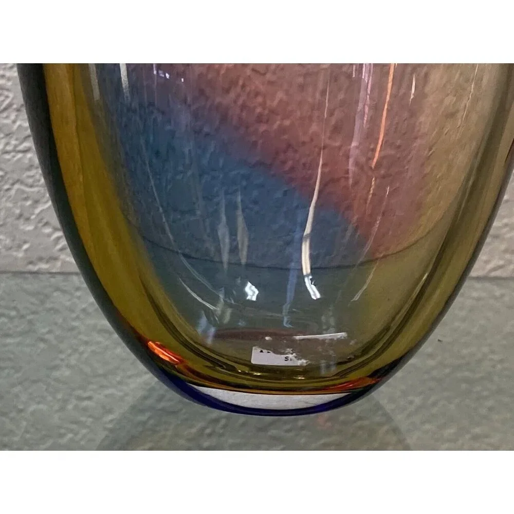 Kosta Boda Kjell Engman 11 1/2" Fidji Rainbow Art Glass Bottle Vase 48838 - Picture 11 of 16